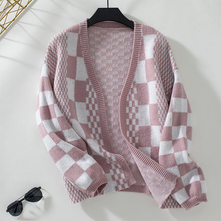 Plaid Cardigan for Women - Cozy Long Sleeve Layering Essential
