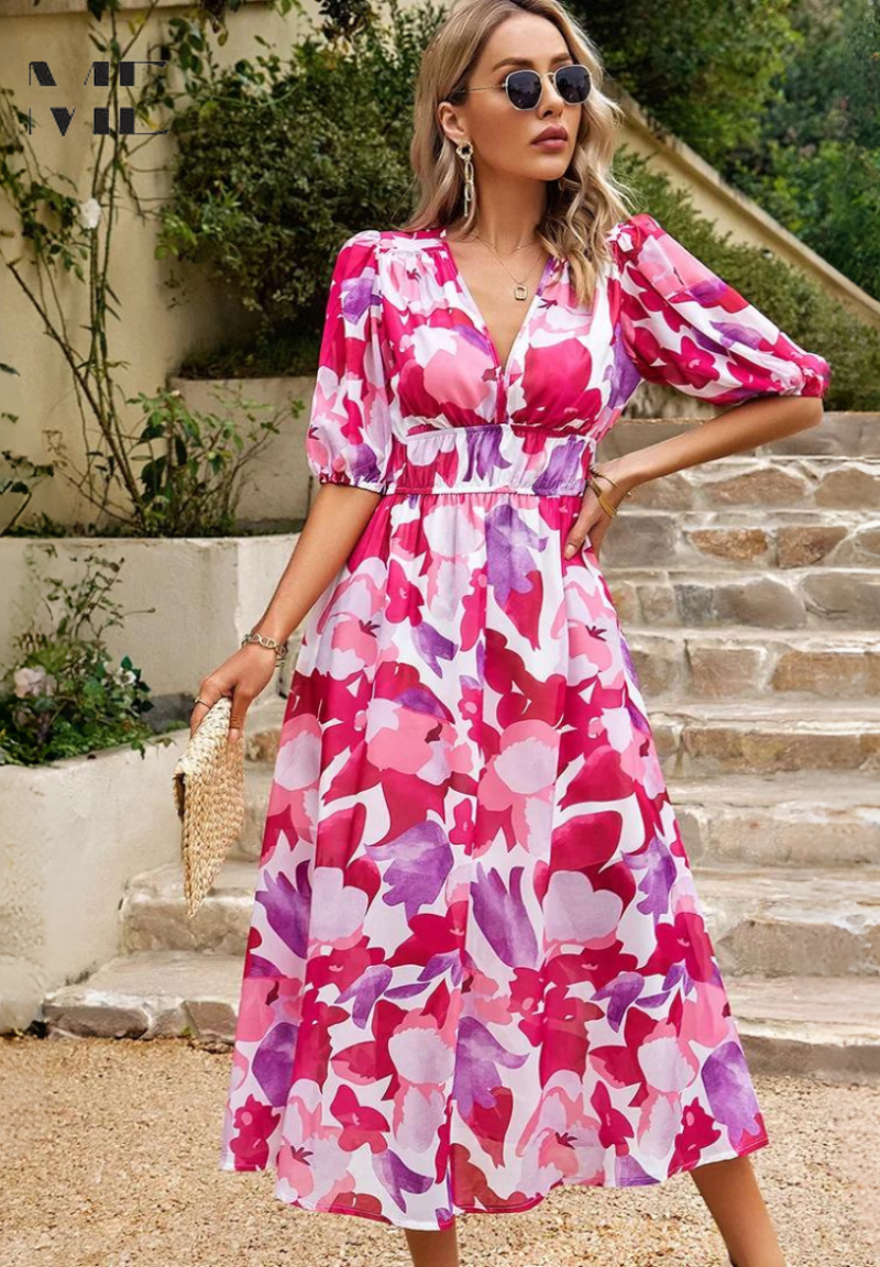 Rosalind™ | Elegant Midi Wedding Guest Dress