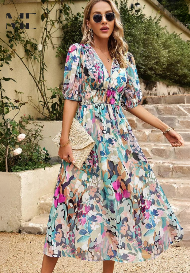 Rosalind™ | Elegant Midi Wedding Guest Dress