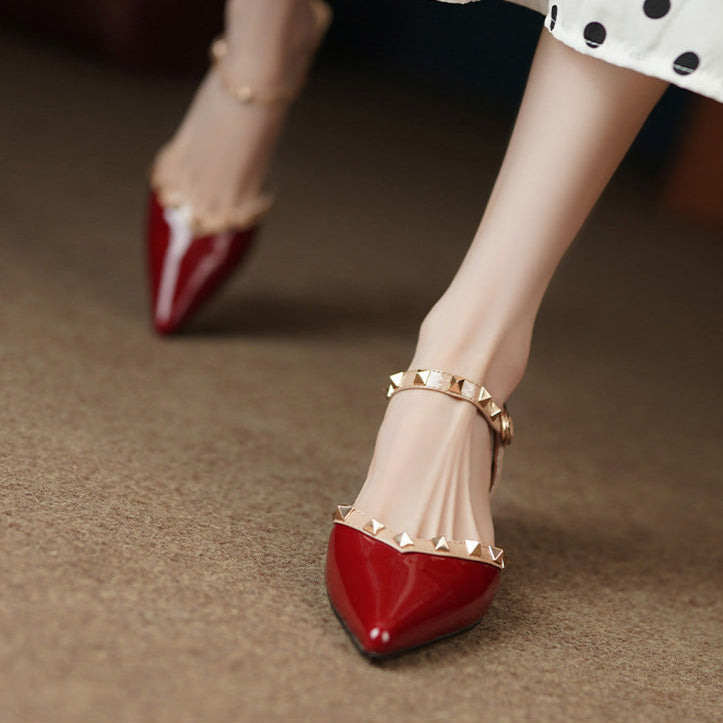 Pointed-Toe Slingback Heels - Stylish Comfort with Pyramid Studs