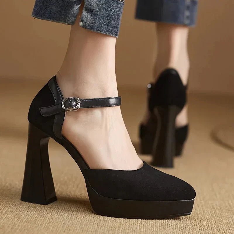 Variant image for Black Platform Heels - Stylish Comfort with Structured Block Heel-13