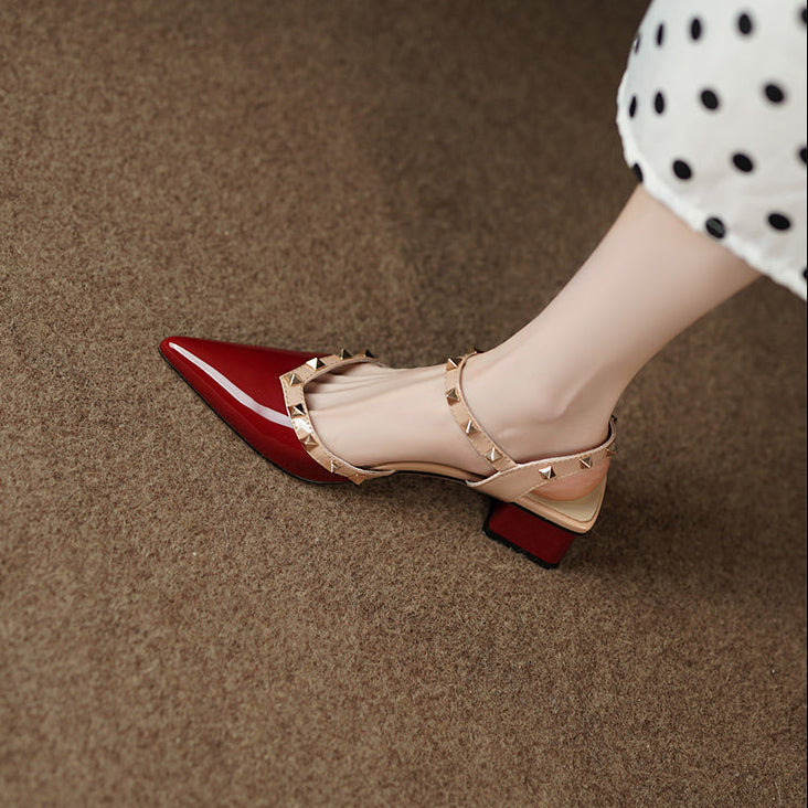 Variant image for Pointed-Toe Slingback Heels - Stylish Comfort with Pyramid Studs-13
