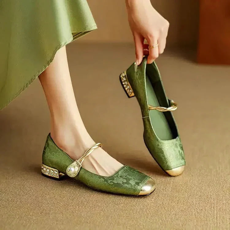 Elegant Low Heeled Pumps - Luxurious Vegan Silk Bridal Shoes Low Heel