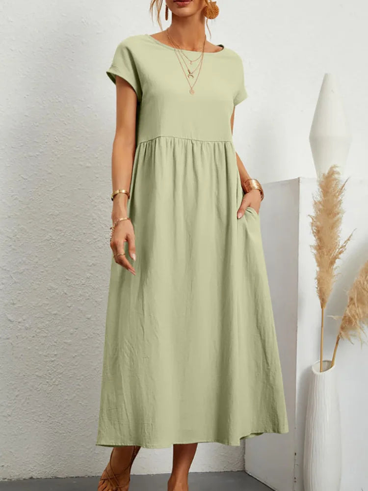 Variant image for Vintage Women’s Summer Dress - Elegant Cotton Linen Sundress-13