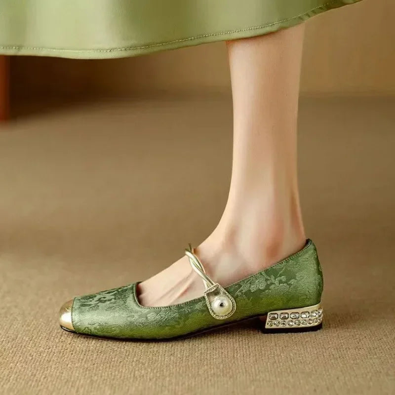 Elegant Low Heeled Pumps - Luxurious Vegan Silk Bridal Shoes Low Heel