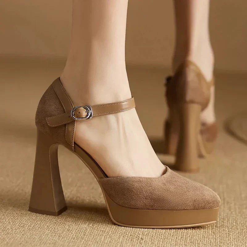 Black Platform Heels - Stylish Comfort with Structured Block Heel