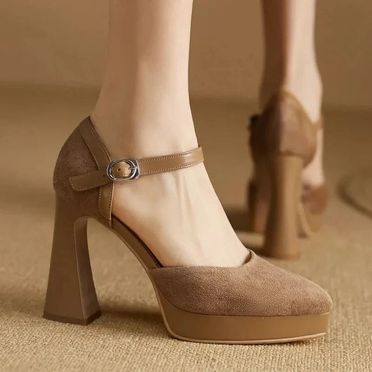 Black Platform Heels - Stylish Comfort with Structured Block Heel