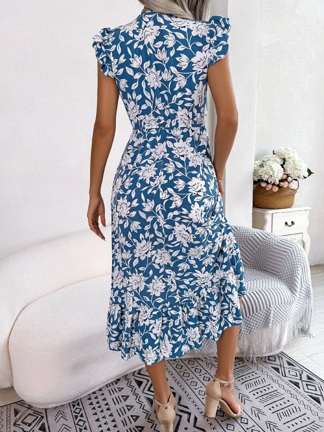 Floral Print Sleeveless Dress - Elegant Summer Style for Women