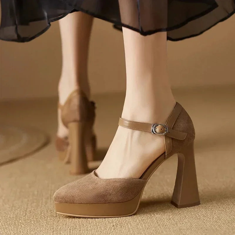 Black Platform Heels - Stylish Comfort with Structured Block Heel