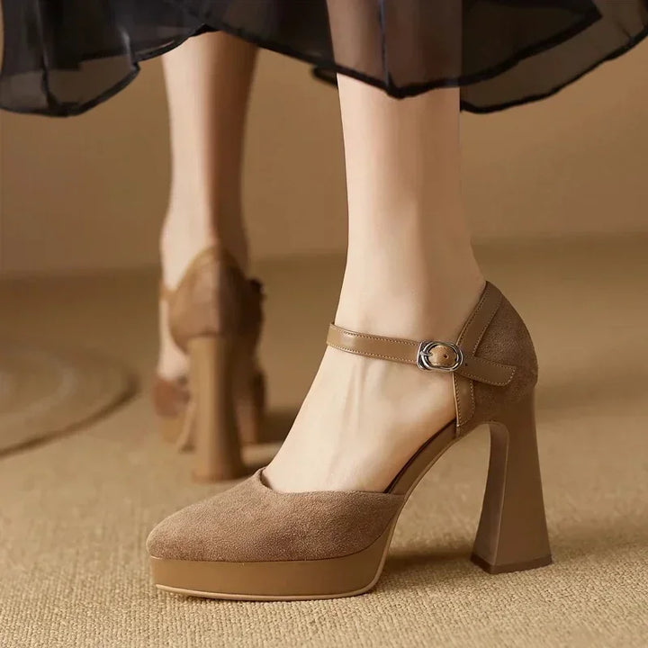 Black Platform Heels - Stylish Comfort with Structured Block Heel