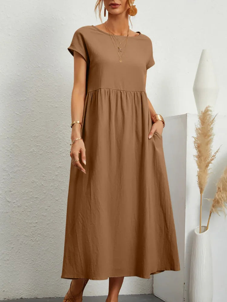 Vintage Women’s Summer Dress - Elegant Cotton Linen Sundress