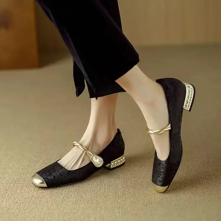 Elegant Low Heeled Pumps - Luxurious Vegan Silk Bridal Shoes Low Heel