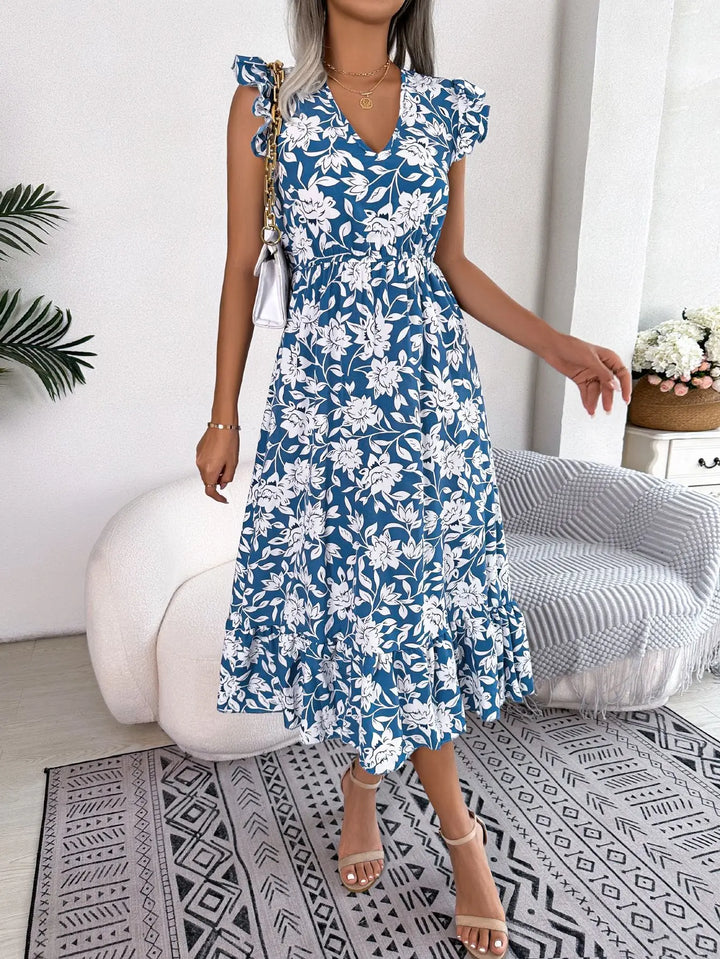 Floral Print Sleeveless Dress - Elegant Summer Style for Women