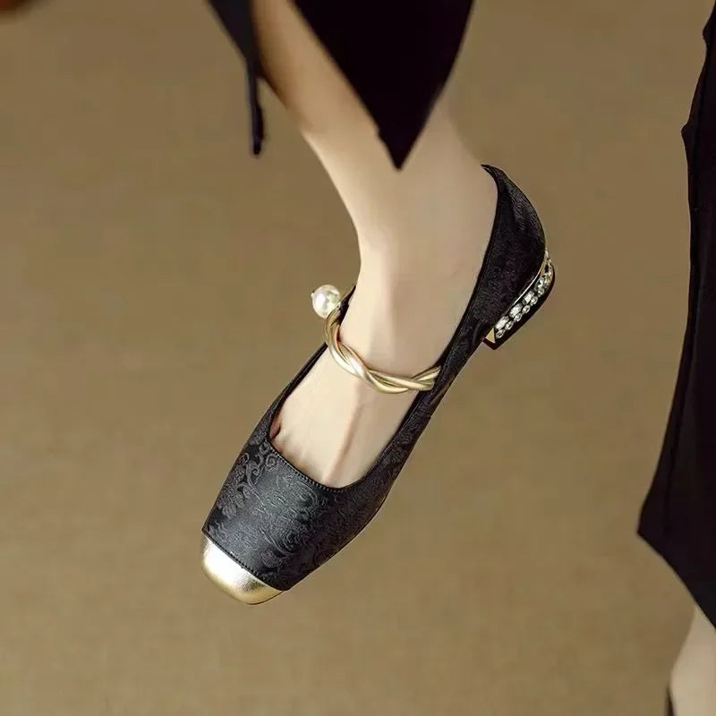 Elegant Low Heeled Pumps - Luxurious Vegan Silk Bridal Shoes Low Heel