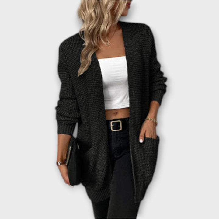 Samantha™ | Soft Black Cardigan Sweater for Women
