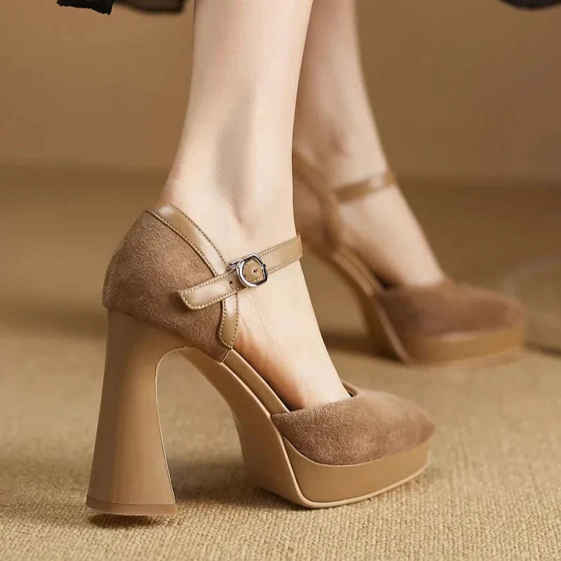 Black Platform Heels - Stylish Comfort with Structured Block Heel