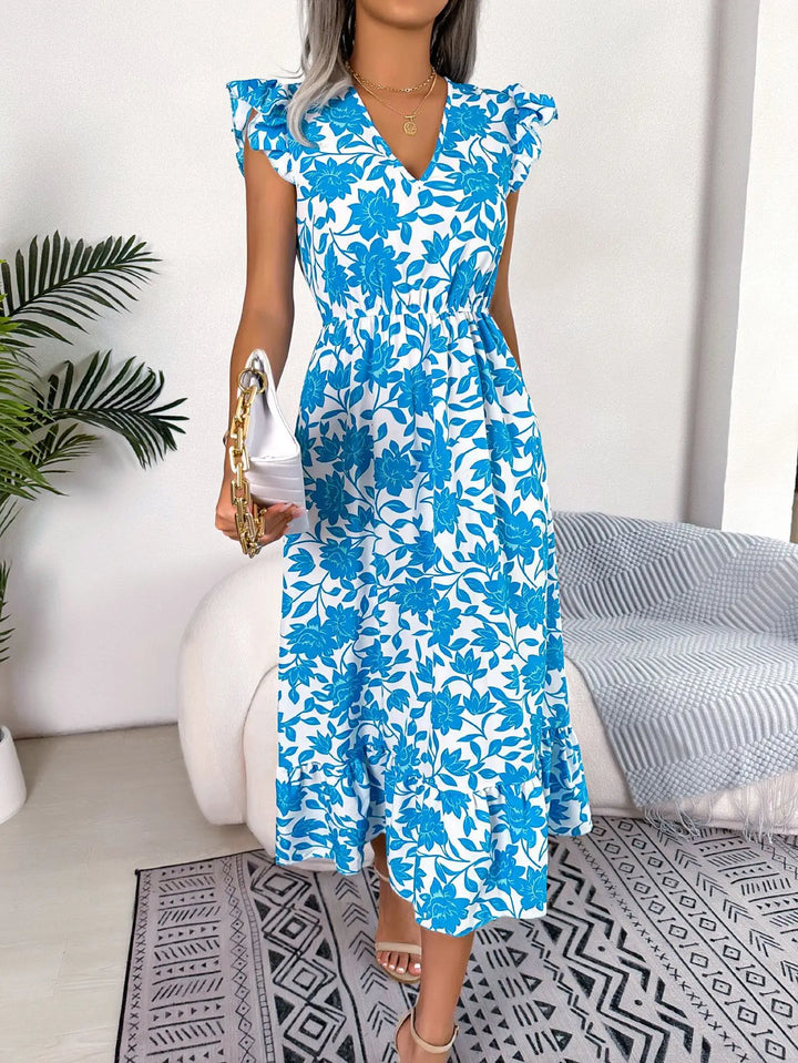 Floral Print Sleeveless Dress - Elegant Summer Style for Women
