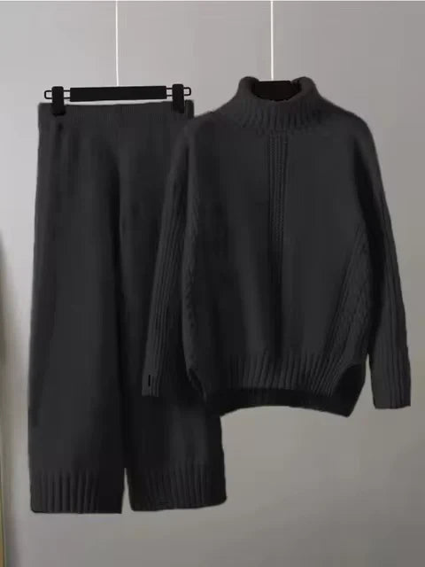 Scarlett | Chic High-Neck Knit Sweater & Loose Pants Set 11