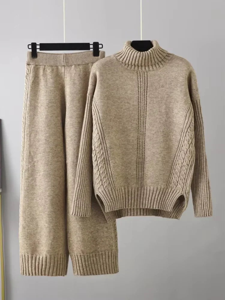 Scarlett | Chic High-Neck Knit Sweater & Loose Pants Set 13