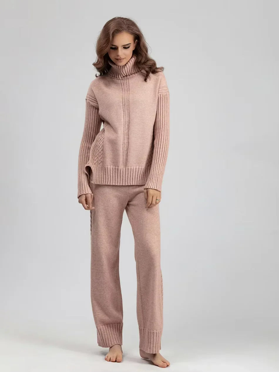 Scarlett | Chic High-Neck Knit Sweater & Loose Pants Set 2