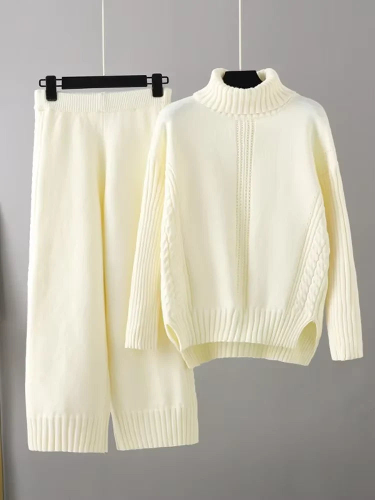 Scarlett | Chic High-Neck Knit Sweater & Loose Pants Set 4