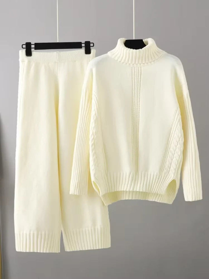 Scarlett | Chic High-Neck Knit Sweater & Loose Pants Set 4