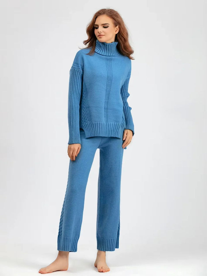 Scarlett | Chic High-Neck Knit Sweater & Loose Pants Set 8