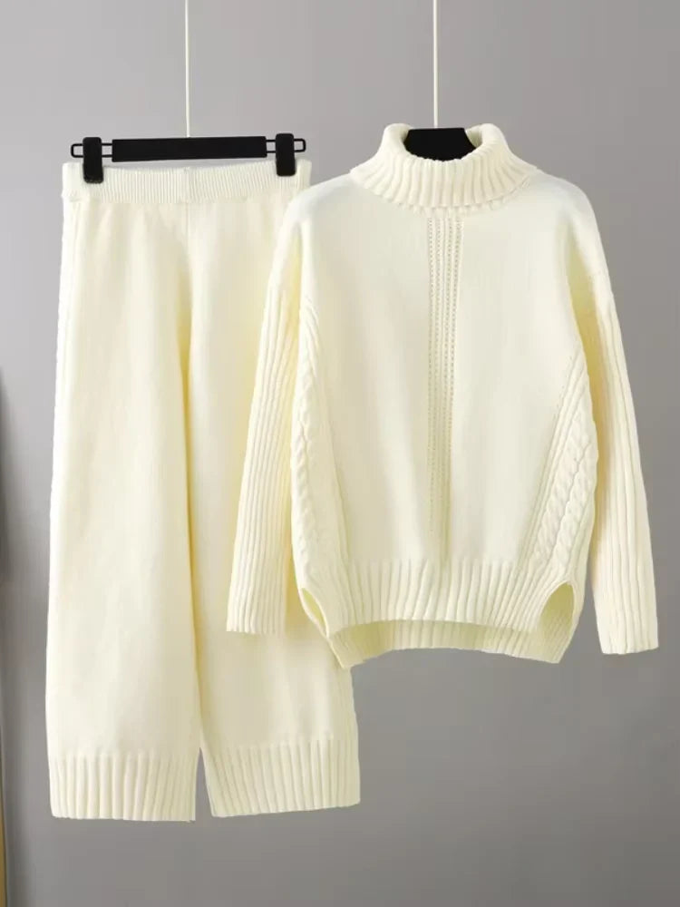 Scarlett | Chic High-Neck Knit Sweater & Loose Pants Set 9