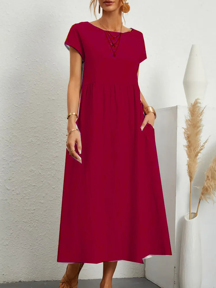 Vintage Women’s Summer Dress - Elegant Cotton Linen Sundress
