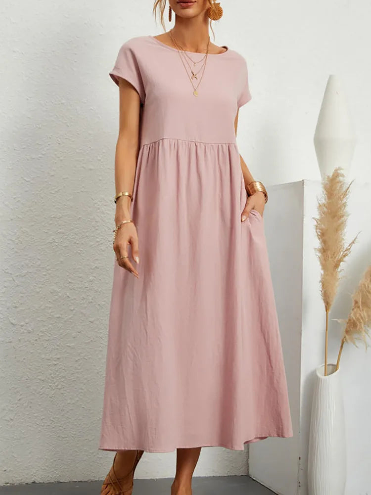 Variant image for Vintage Women’s Summer Dress - Elegant Cotton Linen Sundress-17