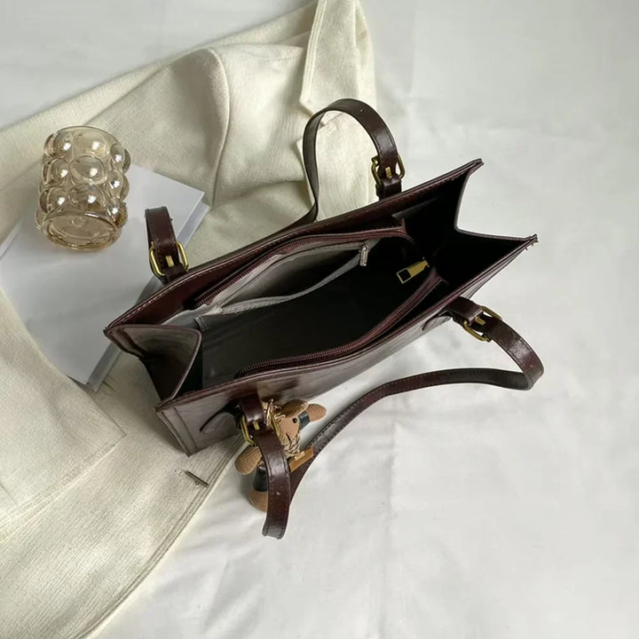 Charmbun Tote Bag - Stylish Vegan Leather with Removable Bunny Pendant