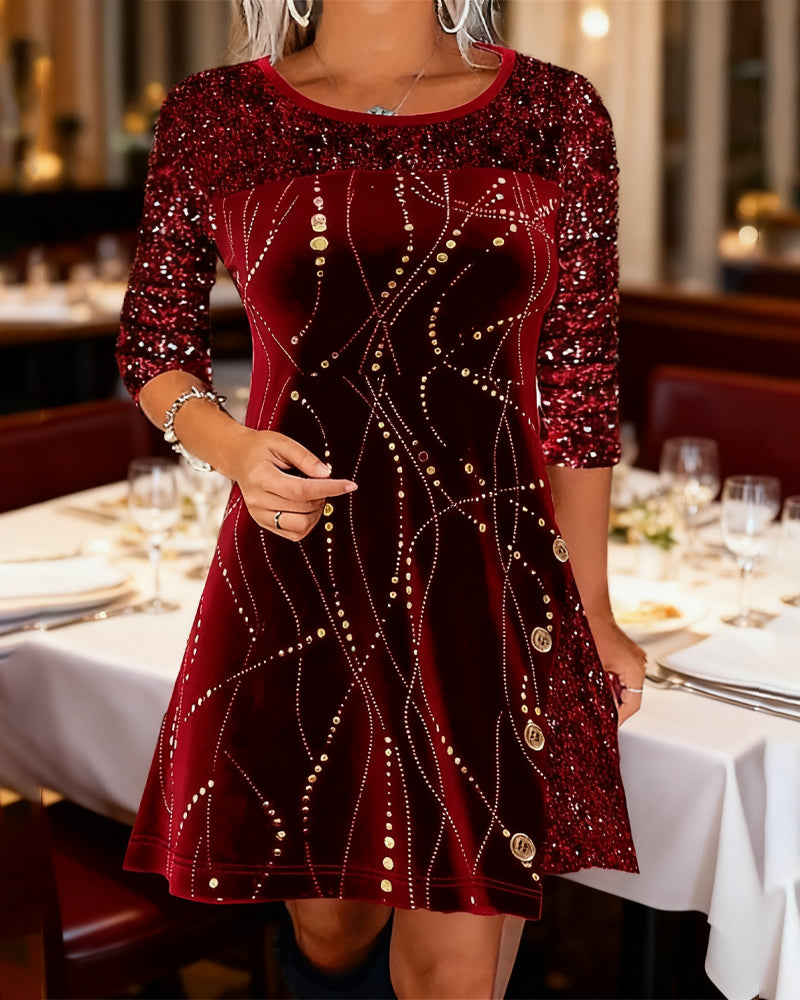 Sophia™ | Elegant Women's Dress with Velvet Details 1