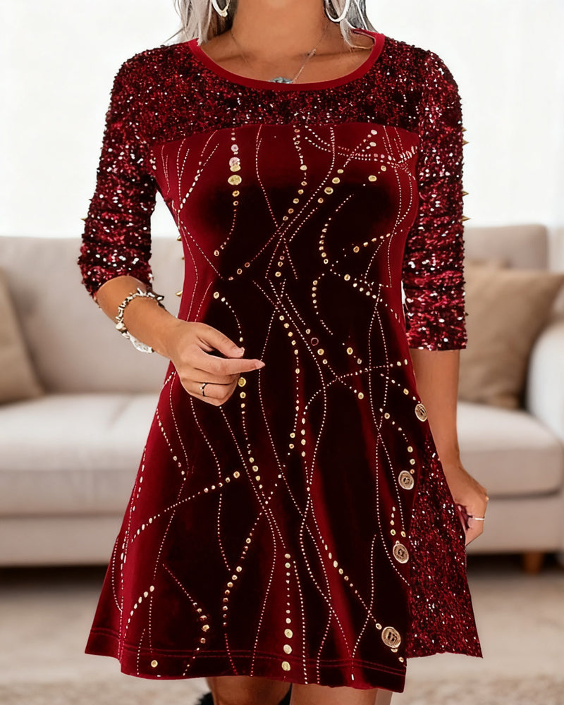 Sophia™ | Elegant Women's Dress with Velvet Details 3