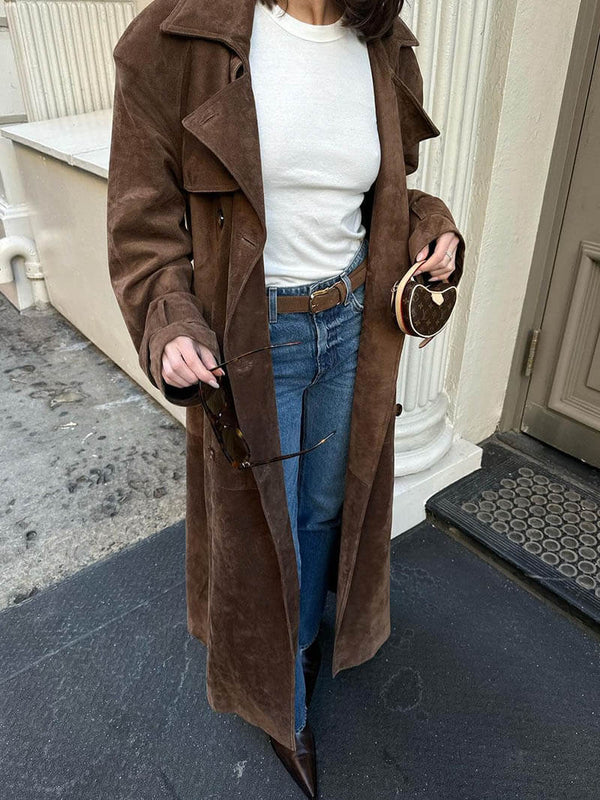 Suzanne| Classic Suede Trench Coat. 0