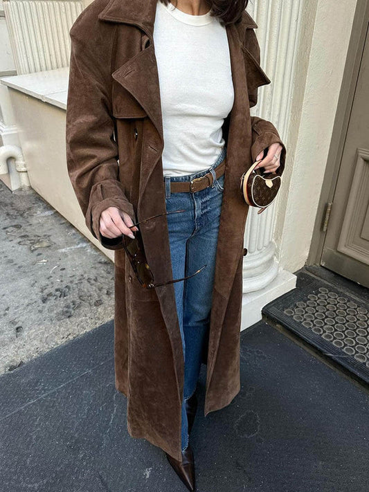 Suzanne| Classic Suede Trench Coat. 0