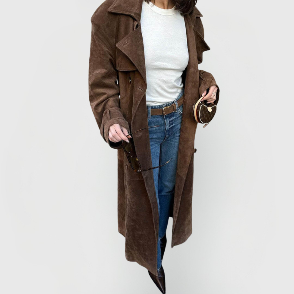 Suzanne| Classic Suede Trench Coat. 1