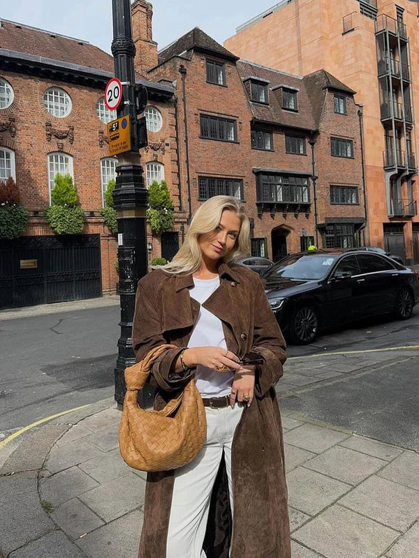 Suzanne| Classic Suede Trench Coat. 3