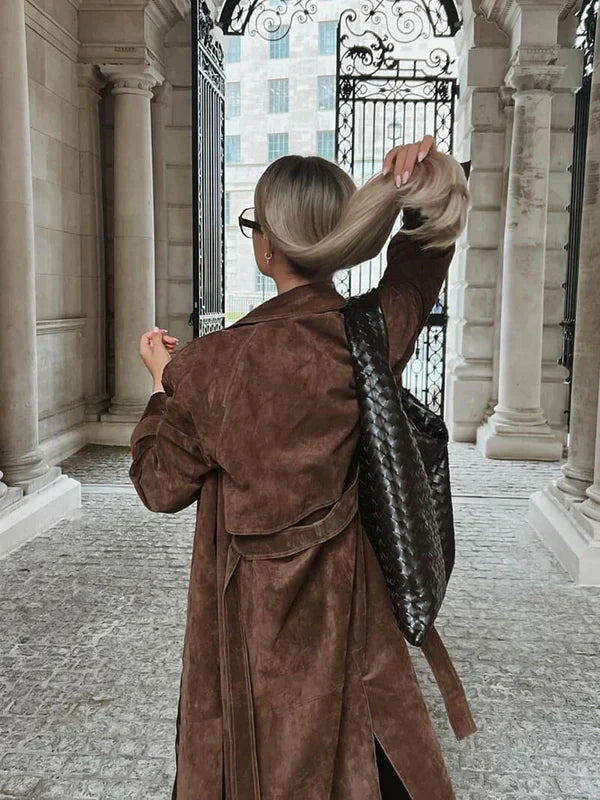 Suzanne| Classic Suede Trench Coat. 5