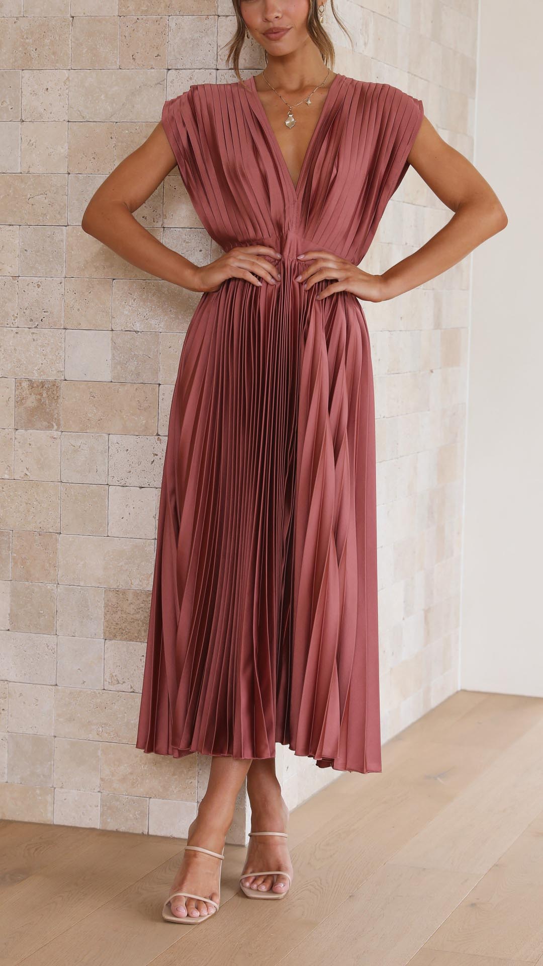 Womens Dress - Elegant Wedding Guest or Cocktail Dress with V-Neck