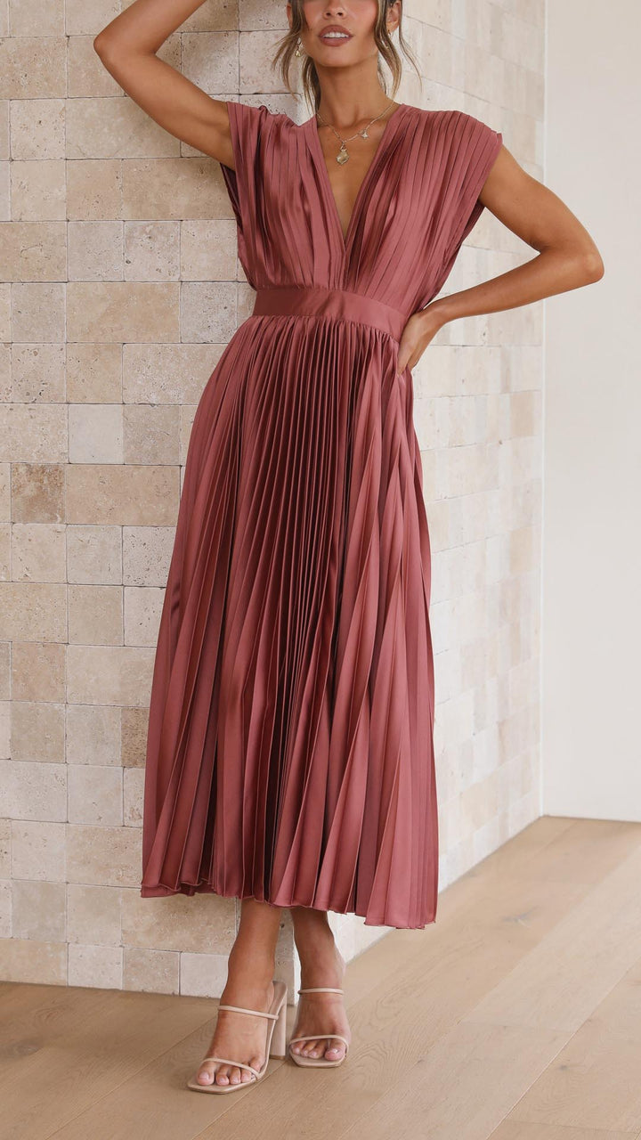 Womens Dress - Elegant Wedding Guest or Cocktail Dress with V-Neck