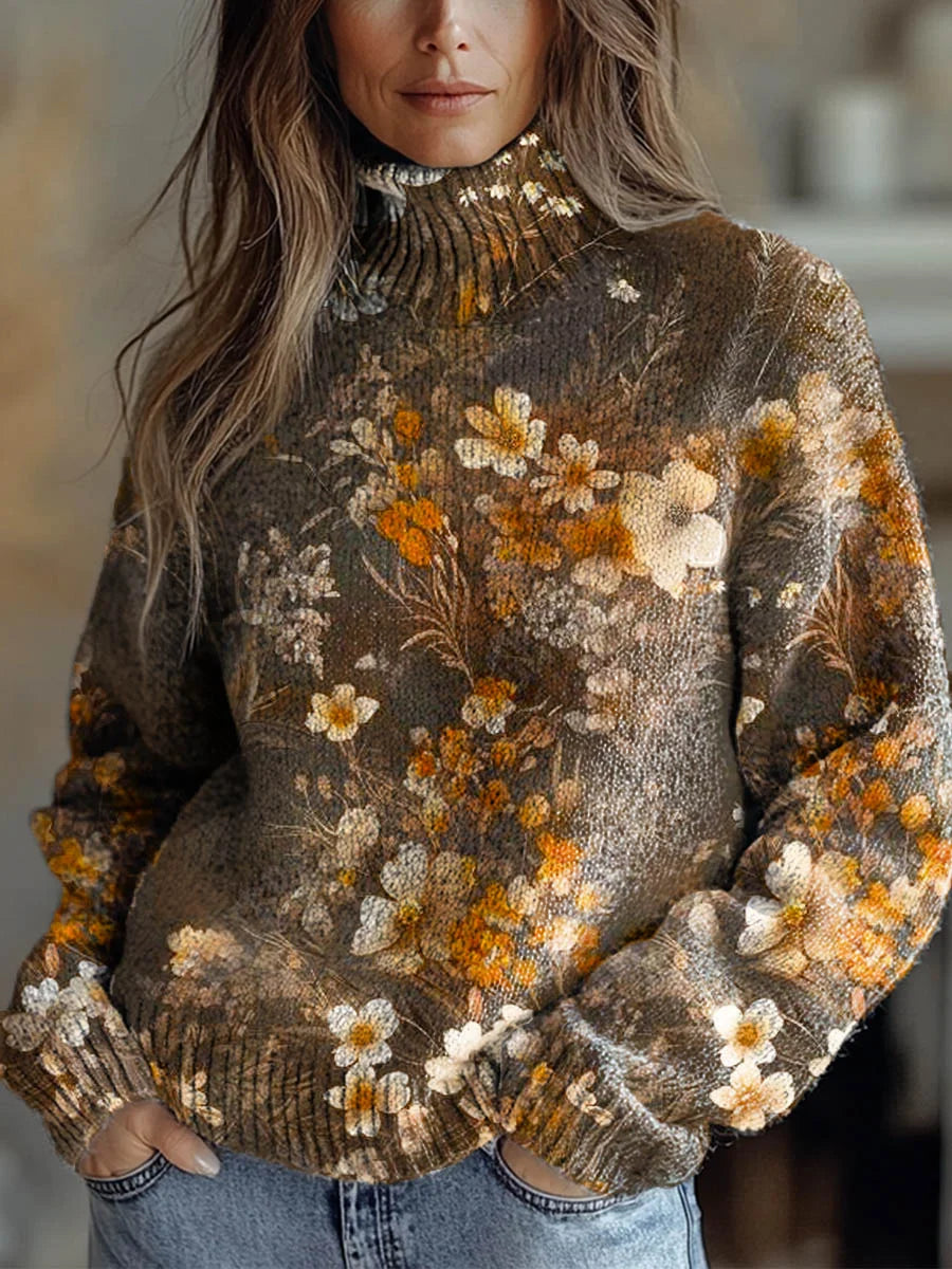 Thalira - Autumn Glow Turtleneck Sweater