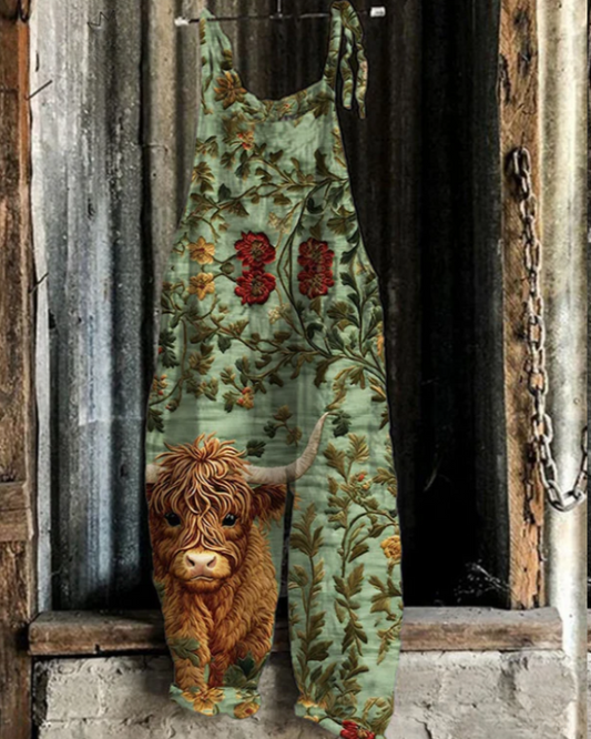 Vintage Floral Embroidery Jumpsuit - Effortless Style & Comfort for Women