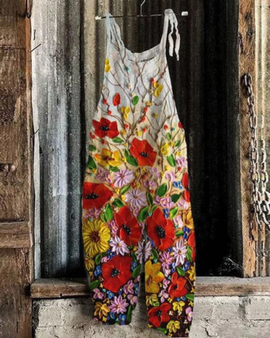Vintage Floral Jumpsuit - Effortless Style for Women, Elegant & Comfortable