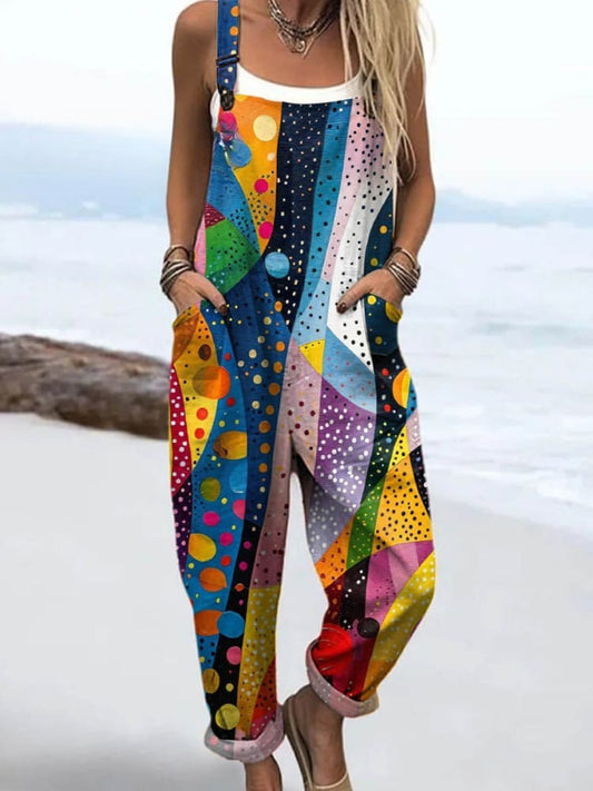 Women's Jumpsuit - Vintage Floral Design, Wide Leg Comfort & Style