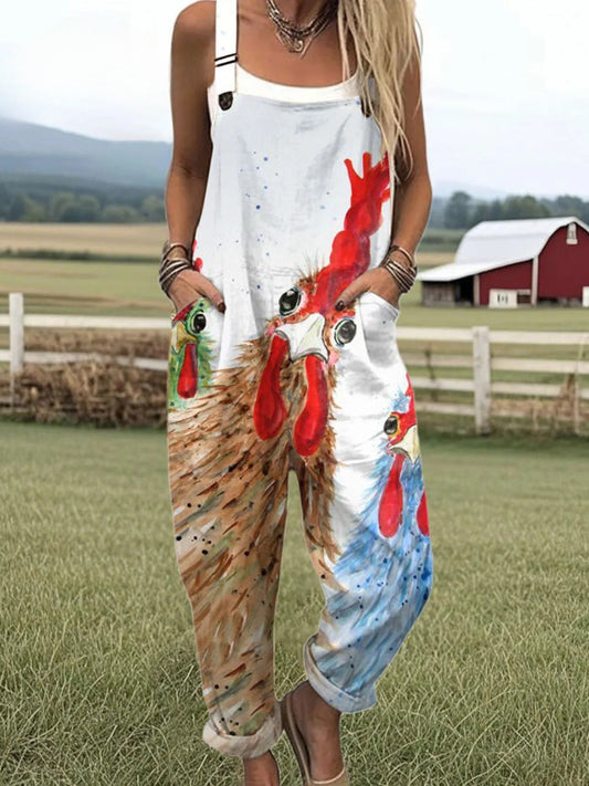 Women's Jumpsuit - Vintage Floral Design, Wide Leg Comfort & Style