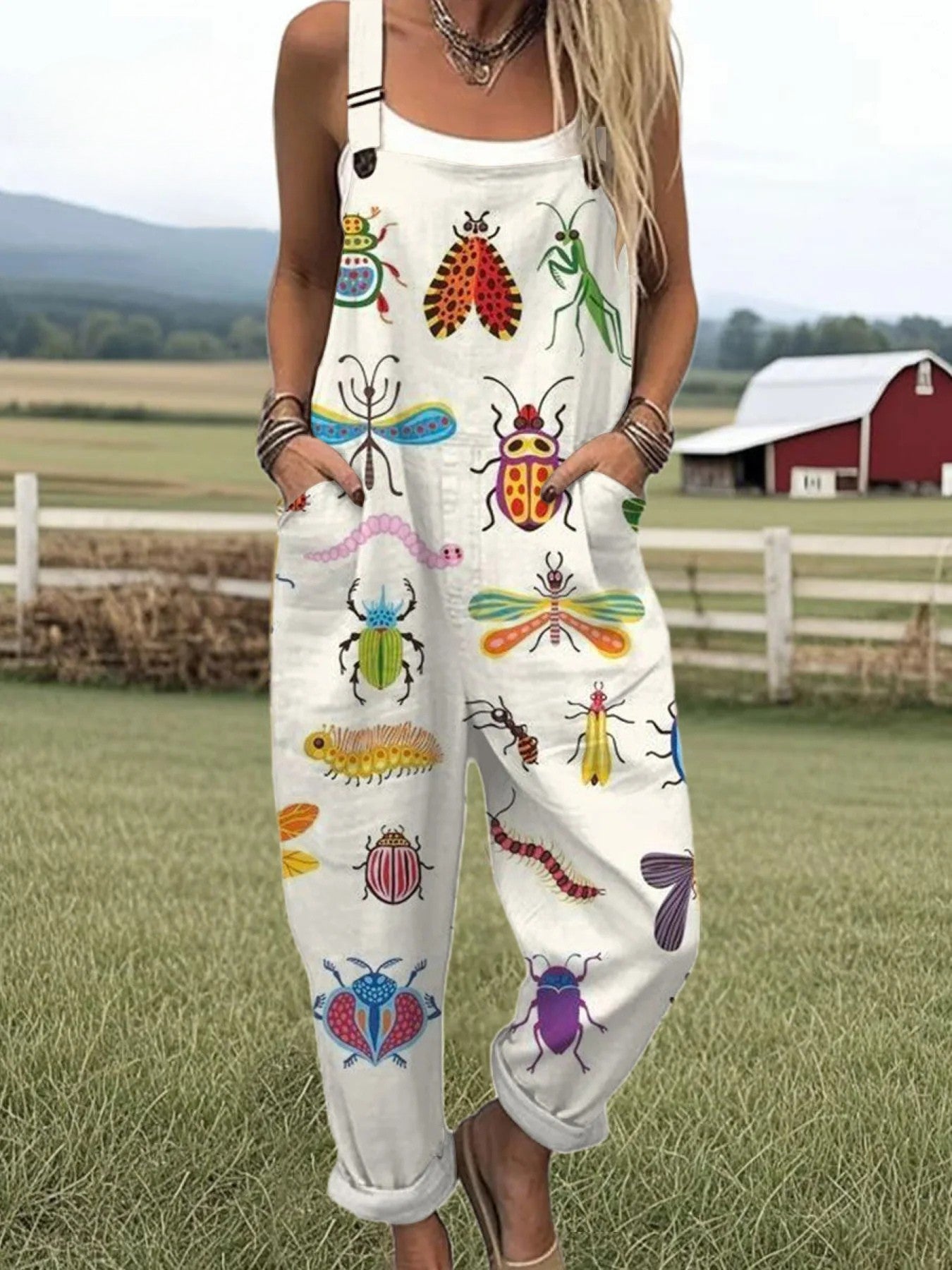 Women's Jumpsuit - Vintage Floral Design, Wide Leg Comfort & Style
