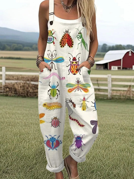 Women's Jumpsuit - Vintage Floral Design, Wide Leg Comfort & Style