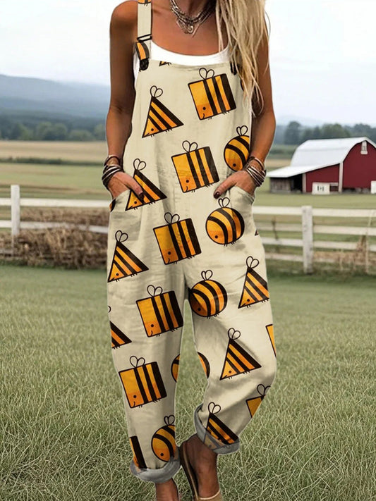 Women's Jumpsuit - Vintage Floral Design, Wide Leg Comfort & Style