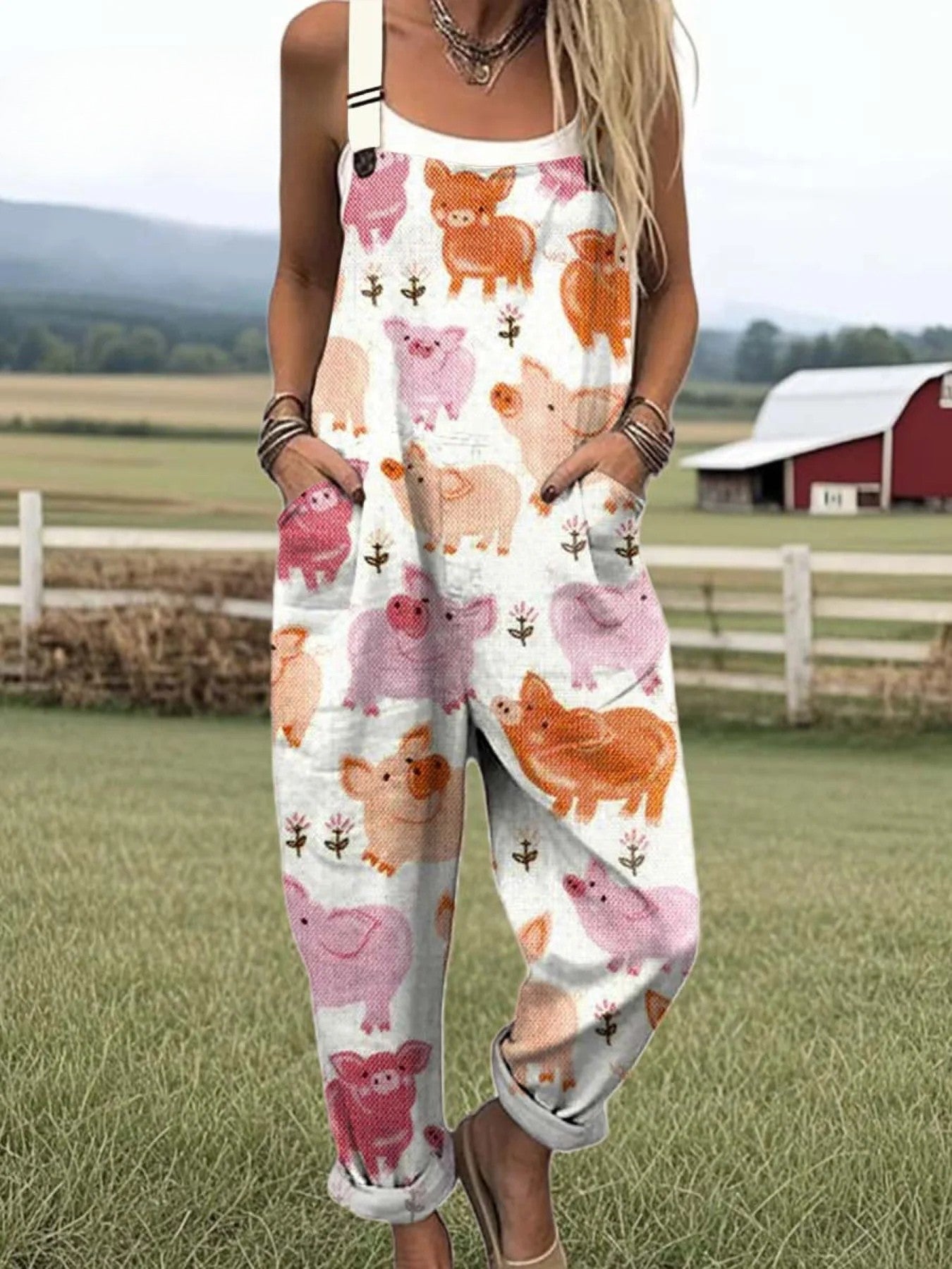 Women's Jumpsuit - Vintage Floral Design, Wide Leg Comfort & Style