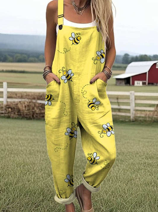 Women's Jumpsuit - Vintage Floral Design, Wide Leg Comfort & Style